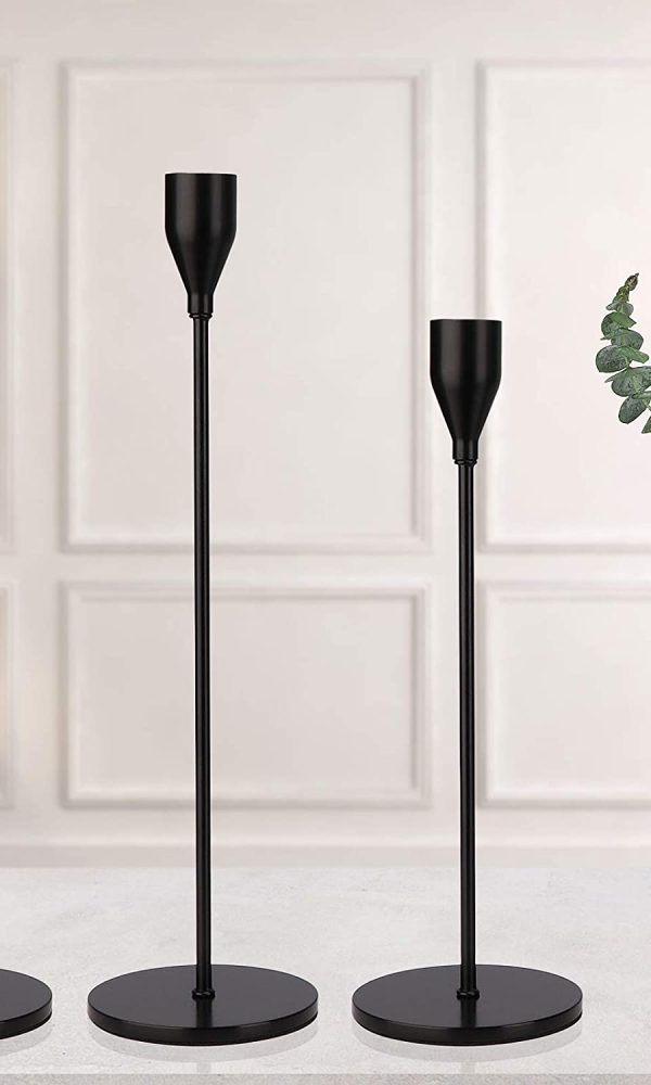 DEVI Matte Black Candlestick Holders (3 pcs)